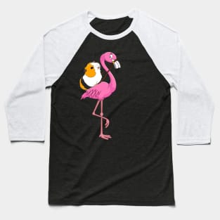 Guinea Pig Rider Flamingo Funny Baseball T-Shirt